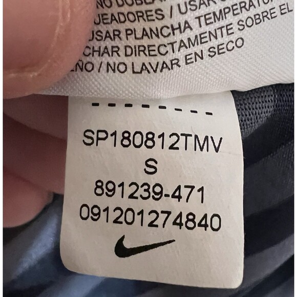 Nike Golf Dri-Fit Polo Shirt Mens Size Small Navy Blue Grey Striped Logo - Picture 10 of 12